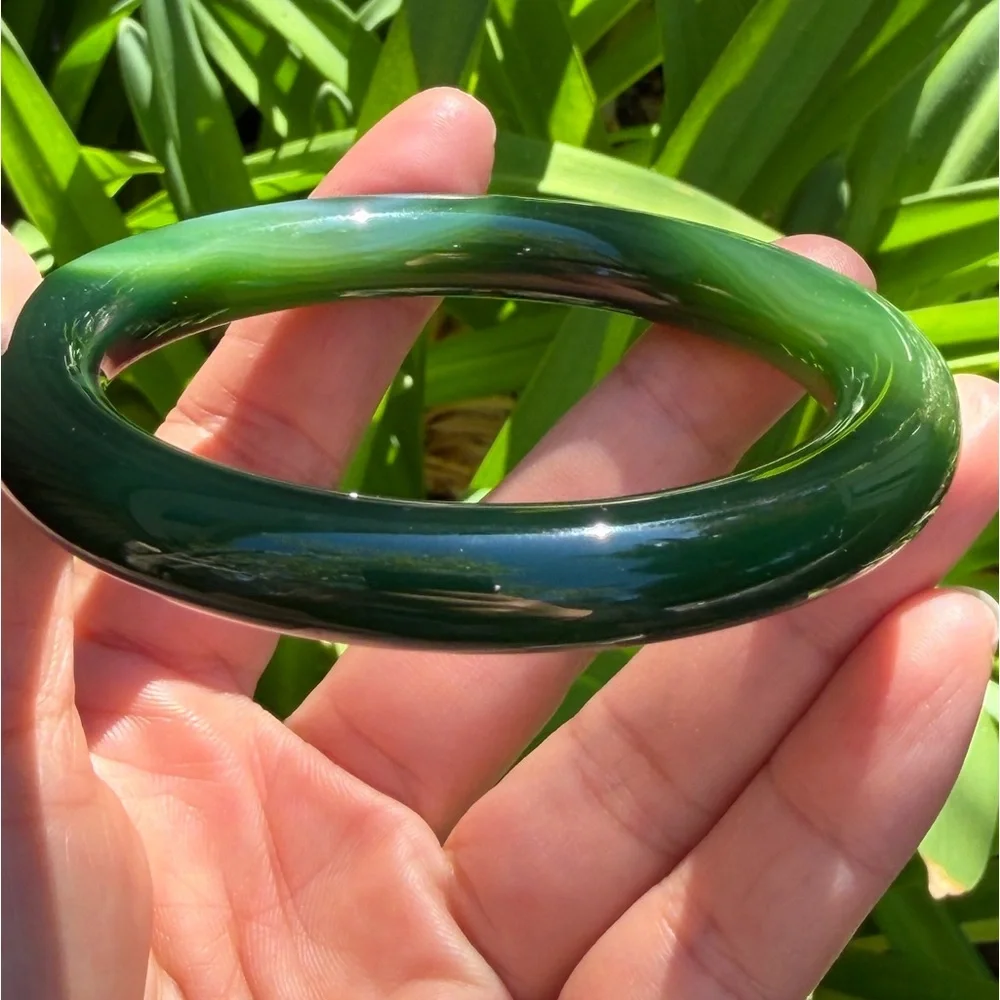 60mm inner diameter green‎ agate bangle 0355